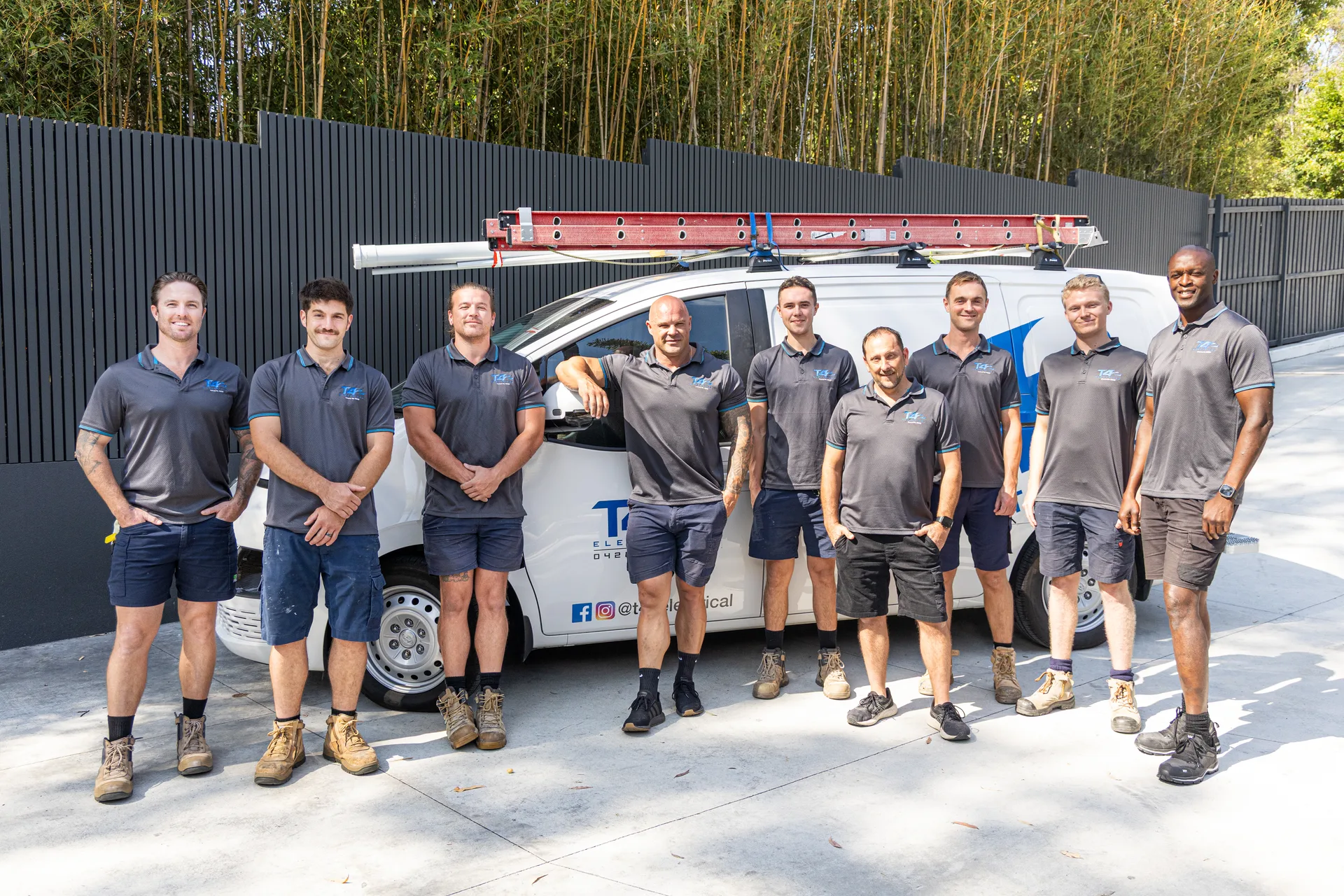 The Family Electrician Paradise Point team with a service van